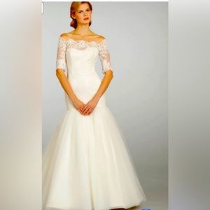Jim Hjelm 3/4 Sleeve Lace & Tulle Ball Gown